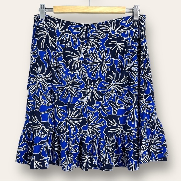 MICHAEL Michael Kors Blue Floral Ruffled Skirt Size M - Picture 3 of 13